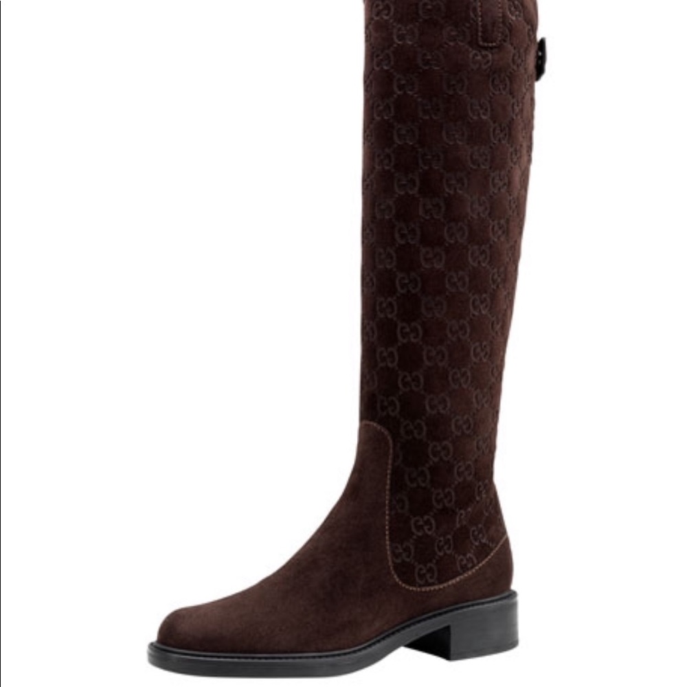 Gucci Maud Brown Suede Riding Boots